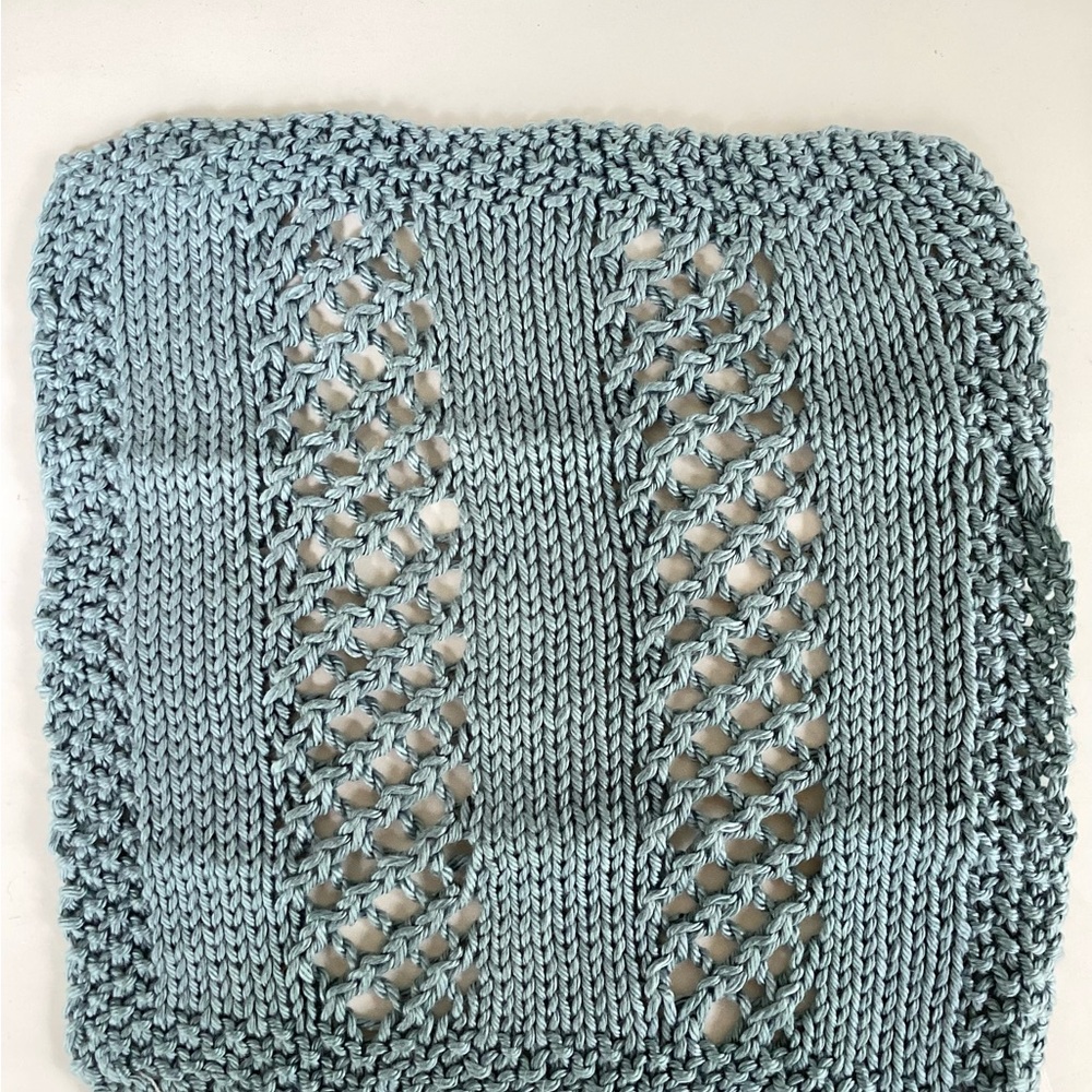 Skincare Washcloth Headband Spa Set Hand Crafted Steel Blue Cotton Knit - Picture 10 of 16